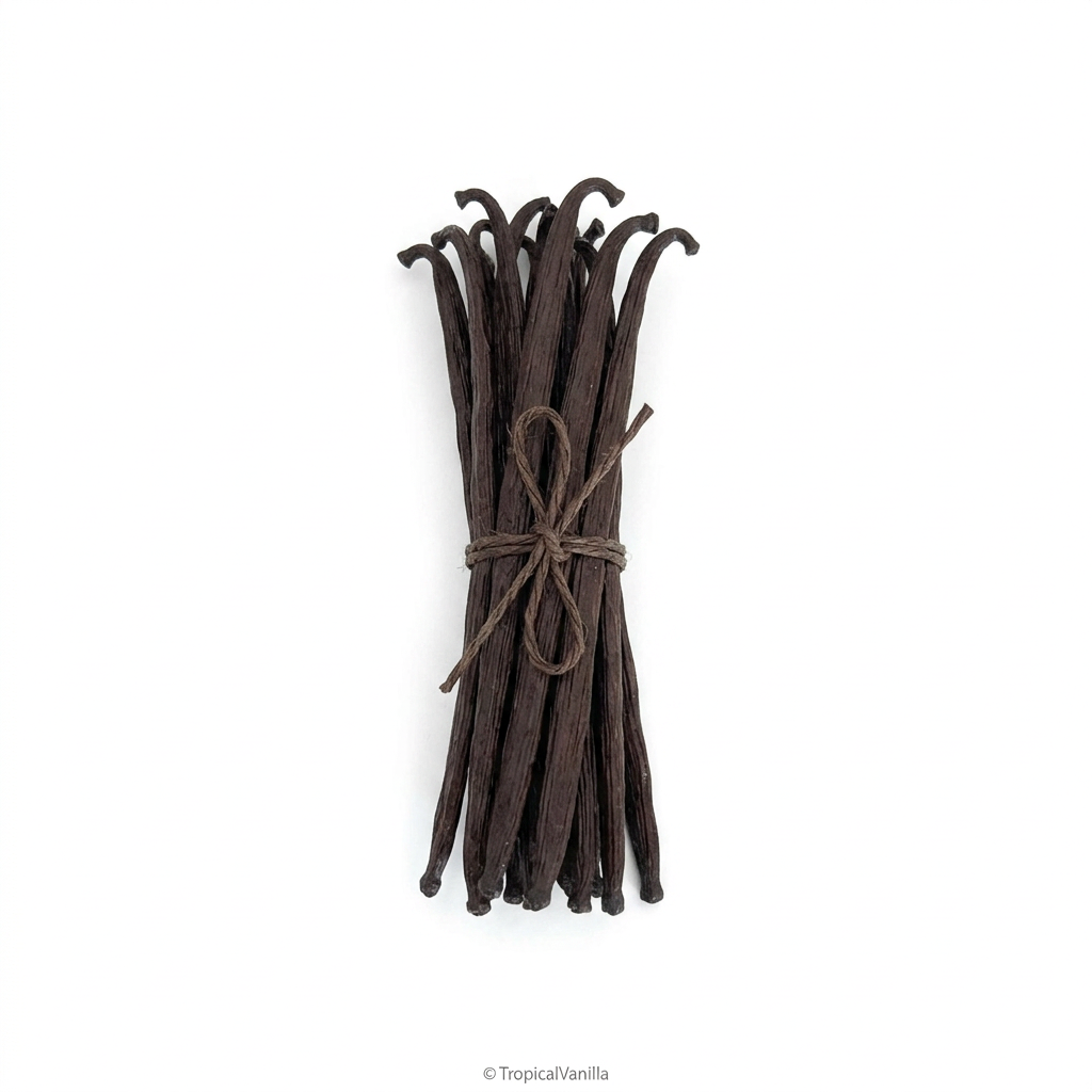 Original vanilla bean photo on a white background