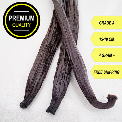 3 x Hand-picked Premium Quality Tahitian Vanilla Beans Grade A